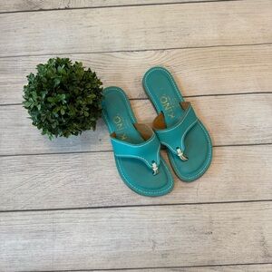 Kino Women's Turquoise Lily Leather Sandals